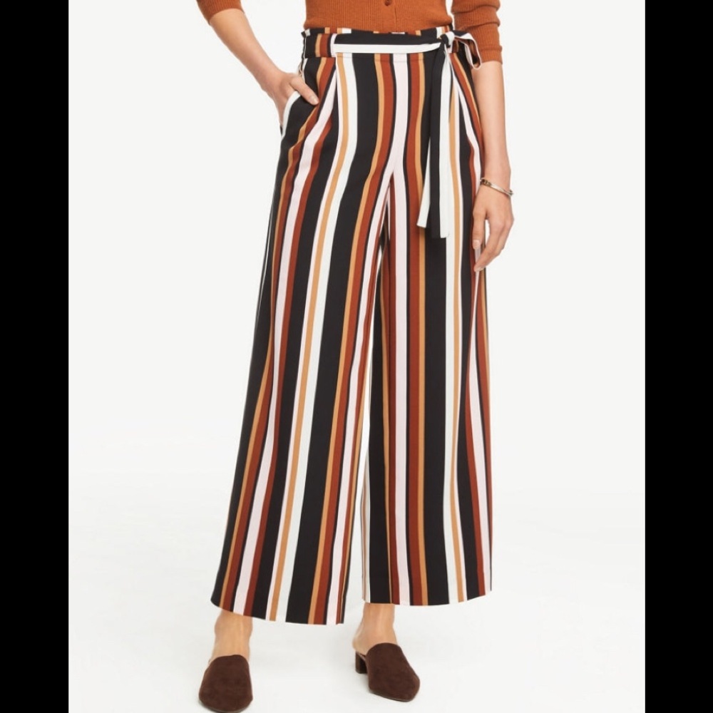 Ann Taylor striped tie waist striped pant